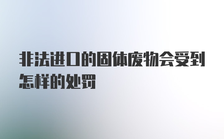 非法进口的固体废物会受到怎样的处罚