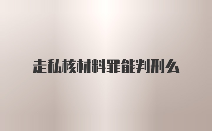 走私核材料罪能判刑么