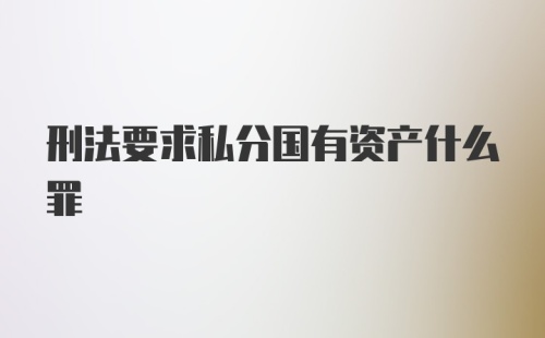 刑法要求私分国有资产什么罪