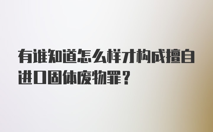 有谁知道怎么样才构成擅自进口固体废物罪？