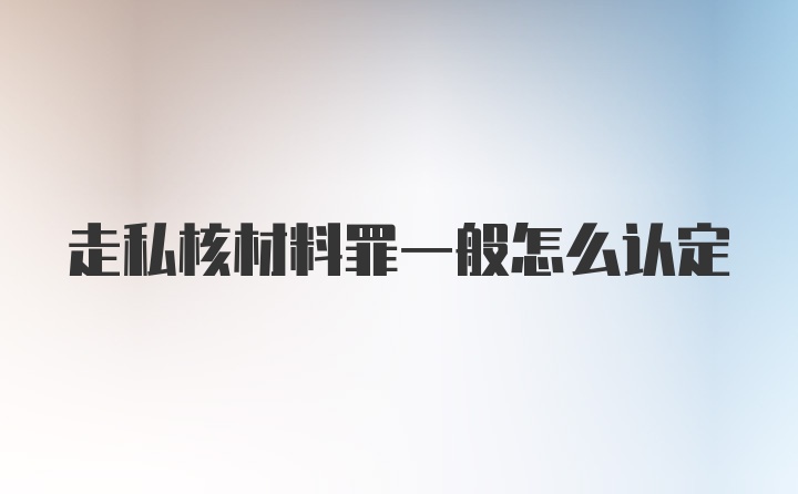 走私核材料罪一般怎么认定