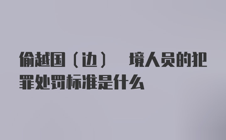 偷越国(边) 境人员的犯罪处罚标准是什么