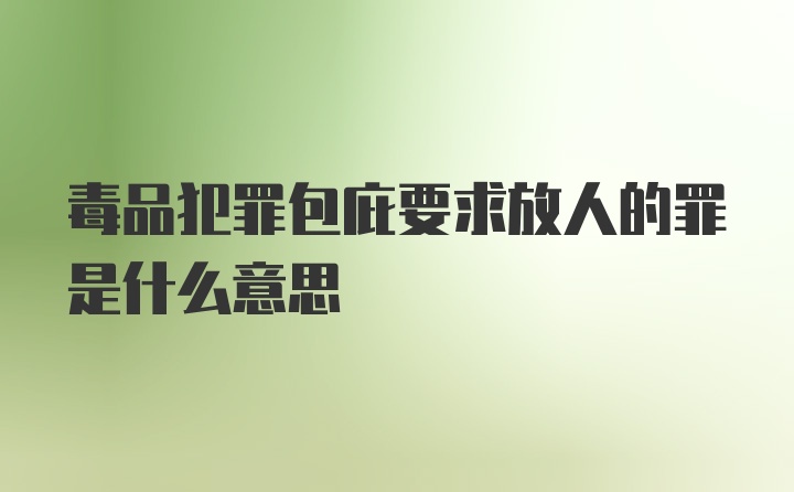 毒品犯罪包庇要求放人的罪是什么意思