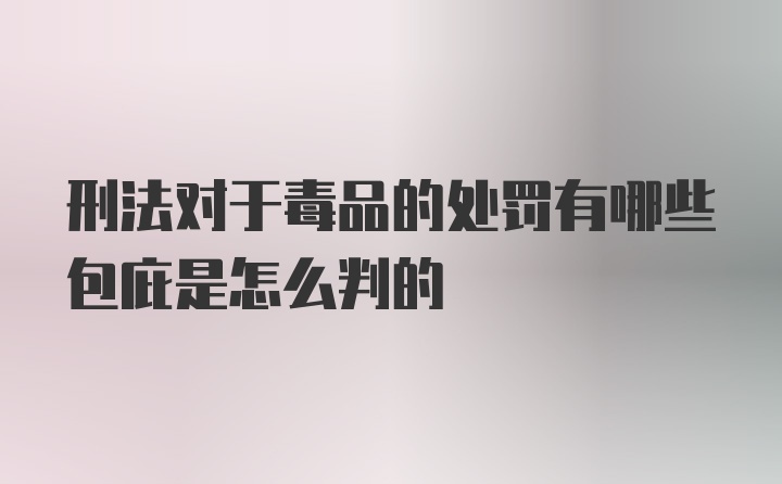 刑法对于毒品的处罚有哪些包庇是怎么判的