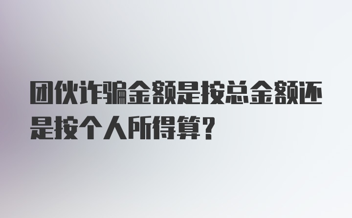 团伙诈骗金额是按总金额还是按个人所得算?