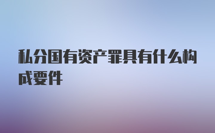 私分国有资产罪具有什么构成要件