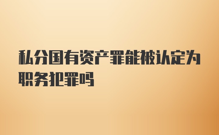 私分国有资产罪能被认定为职务犯罪吗