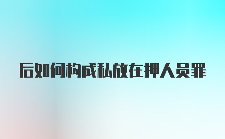 后如何构成私放在押人员罪