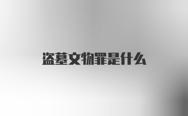 盗墓文物罪是什么