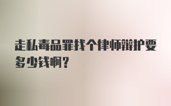 走私毒品罪找个律师辩护要多少钱啊？