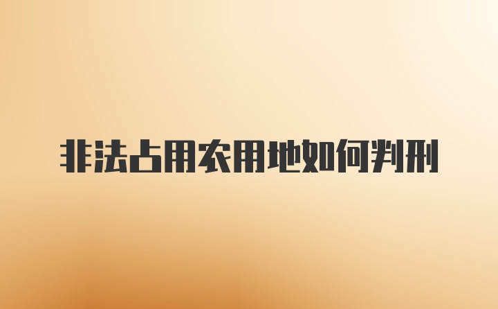 非法占用农用地如何判刑