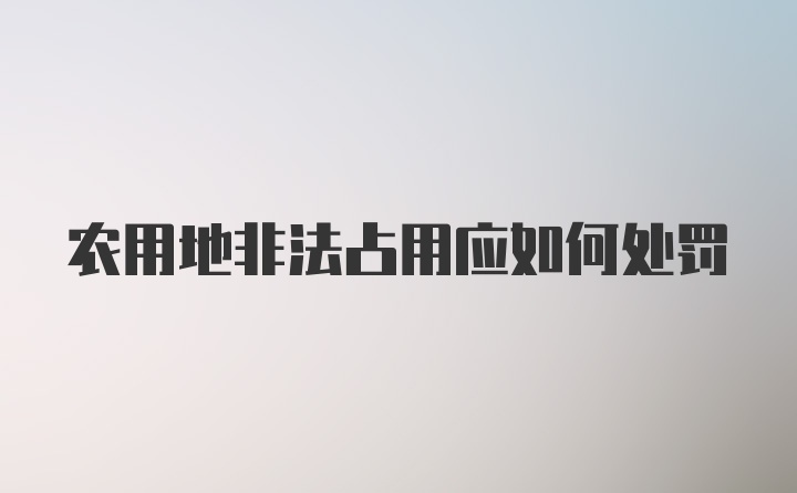 农用地非法占用应如何处罚