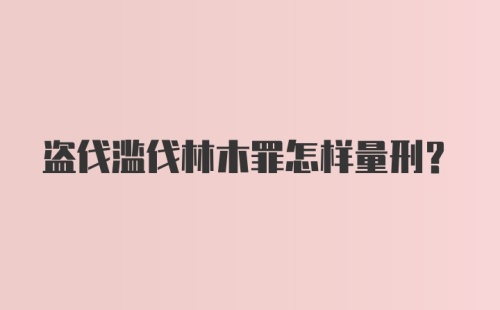 盗伐滥伐林木罪怎样量刑?