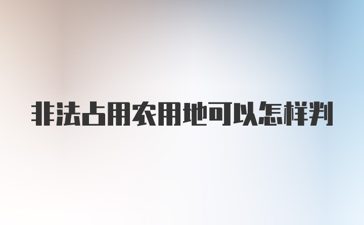 非法占用农用地可以怎样判