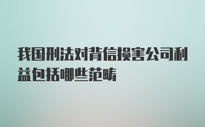 我国刑法对背信损害公司利益包括哪些范畴