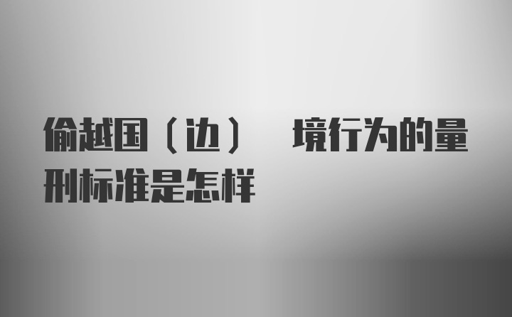 偷越国(边) 境行为的量刑标准是怎样