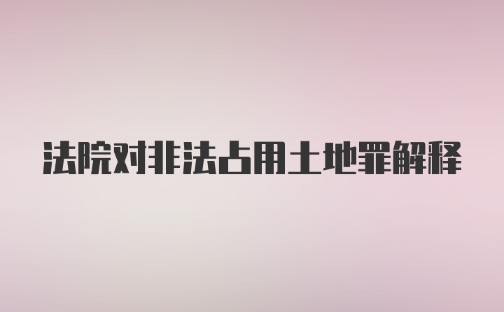 法院对非法占用土地罪解释