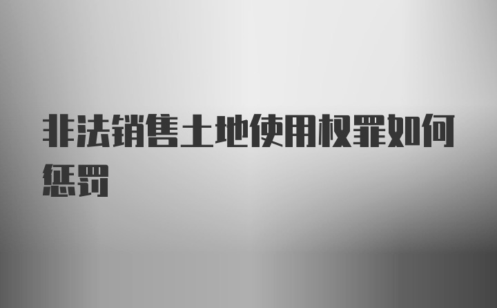 非法销售土地使用权罪如何惩罚