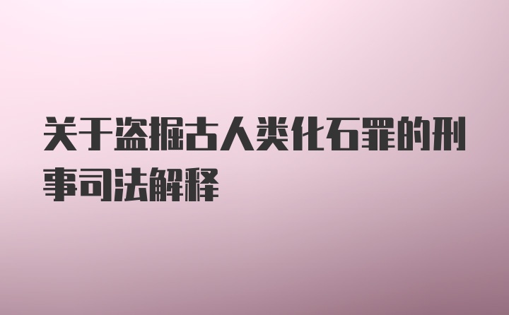 关于盗掘古人类化石罪的刑事司法解释