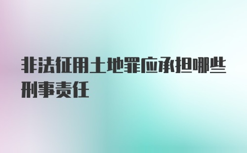 非法征用土地罪应承担哪些刑事责任