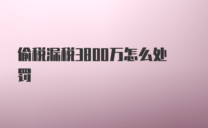 偷税漏税3800万怎么处罚