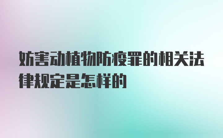 妨害动植物防疫罪的相关法律规定是怎样的