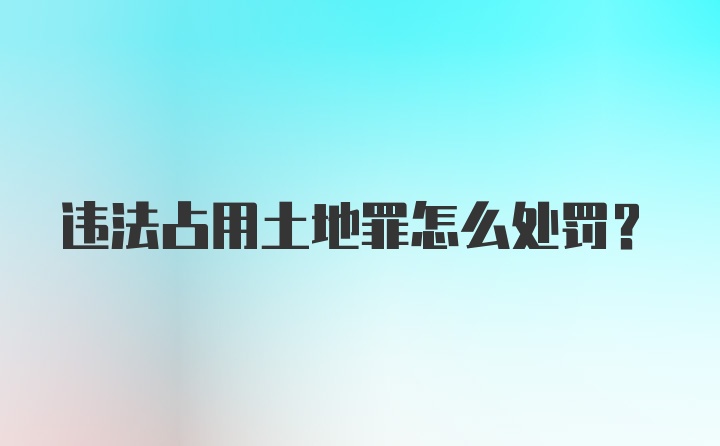 违法占用土地罪怎么处罚？