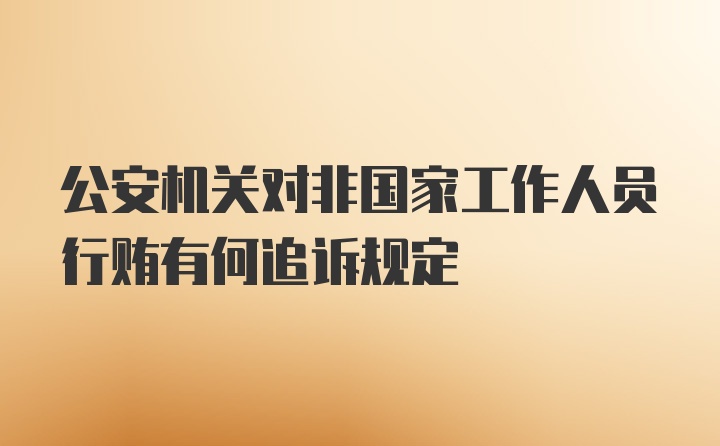 公安机关对非国家工作人员行贿有何追诉规定