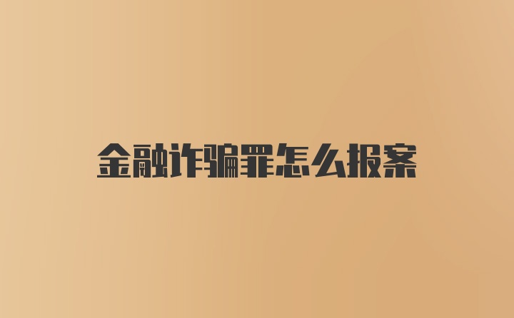 金融诈骗罪怎么报案