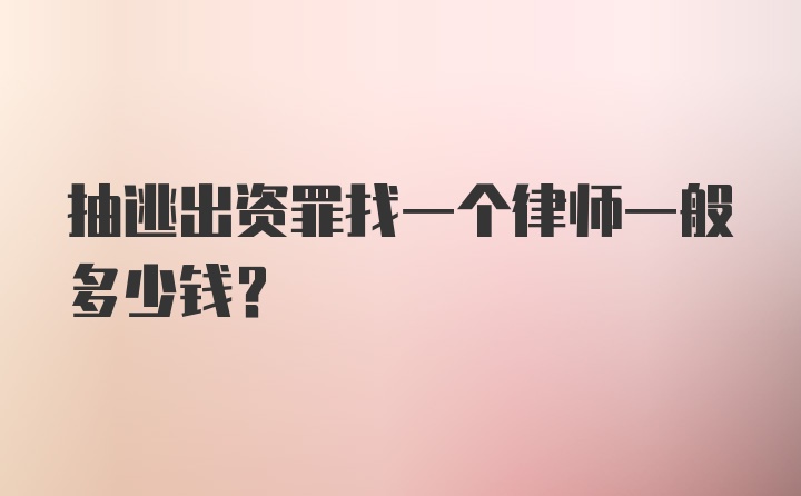 抽逃出资罪找一个律师一般多少钱？