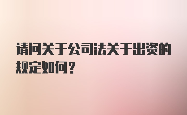 请问关于公司法关于出资的规定如何？