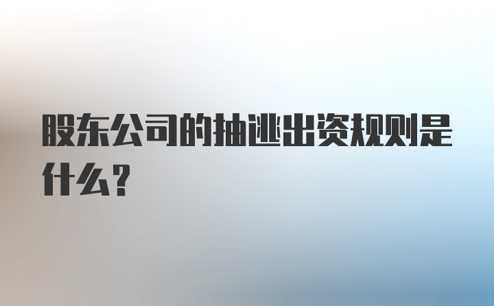 股东公司的抽逃出资规则是什么？