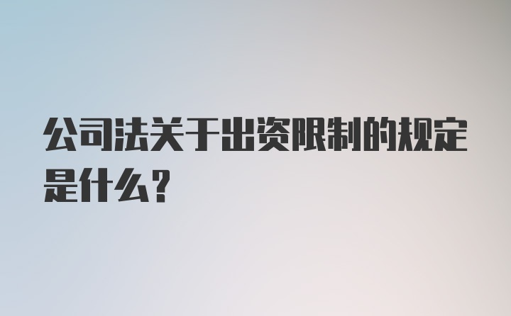 公司法关于出资限制的规定是什么？