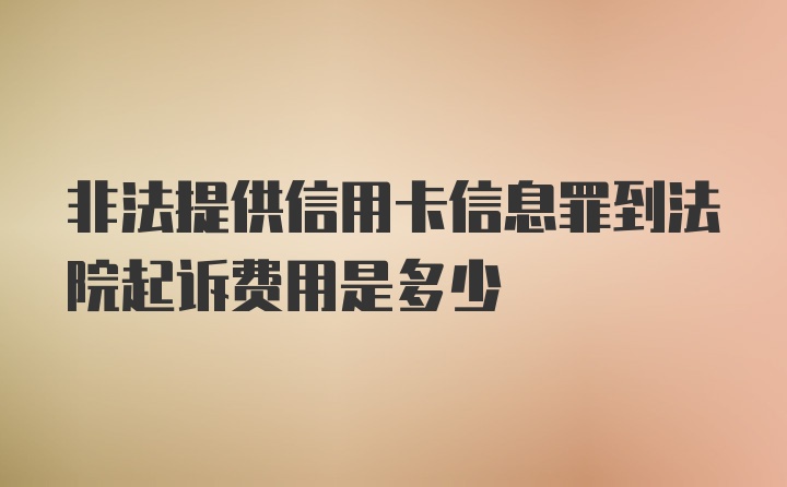 非法提供信用卡信息罪到法院起诉费用是多少