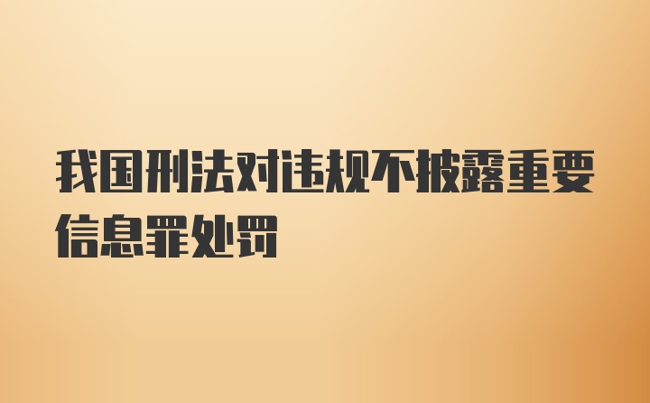 我国刑法对违规不披露重要信息罪处罚