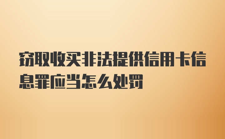 窃取收买非法提供信用卡信息罪应当怎么处罚