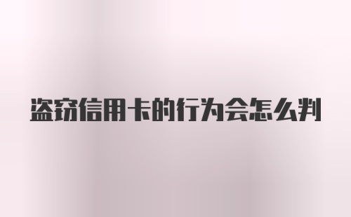 盗窃信用卡的行为会怎么判