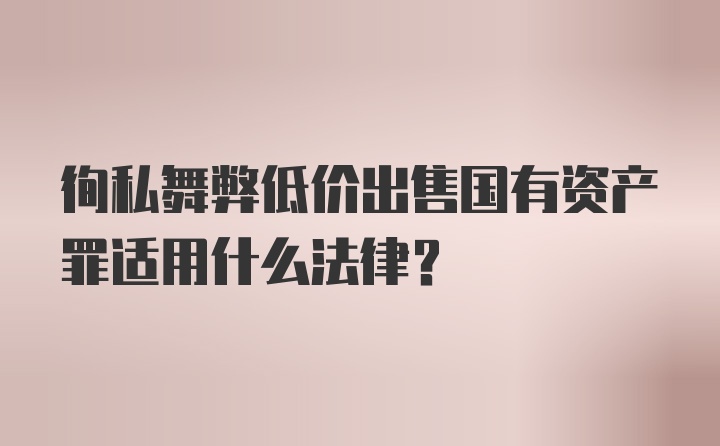 徇私舞弊低价出售国有资产罪适用什么法律？