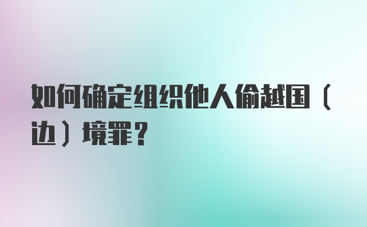 如何确定组织他人偷越国（边）境罪?