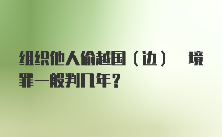 组织他人偷越国(边) 境罪一般判几年?