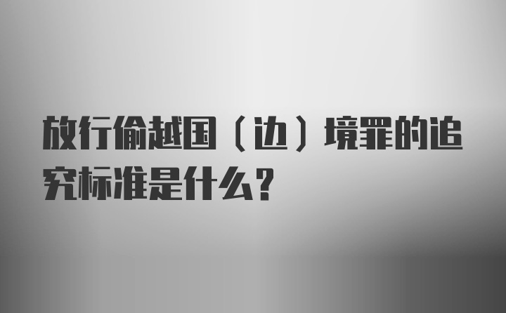 放行偷越国(边)境罪的追究标准是什么?