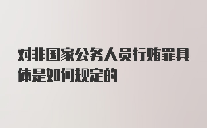 对非国家公务人员行贿罪具体是如何规定的