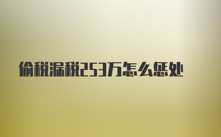 偷税漏税253万怎么惩处