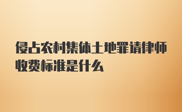 侵占农村集体土地罪请律师收费标准是什么