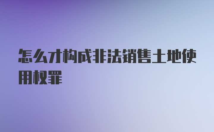 怎么才构成非法销售土地使用权罪