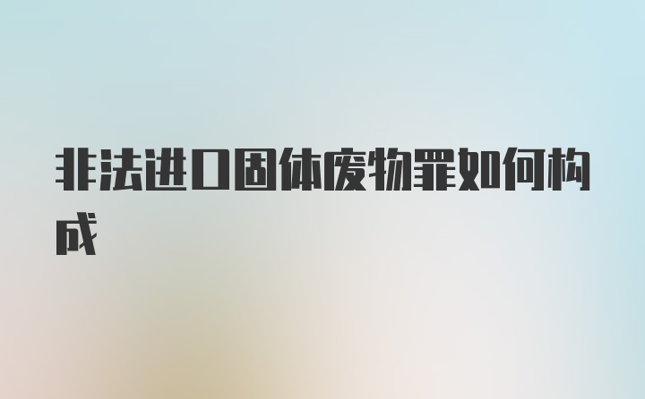 非法进口固体废物罪如何构成