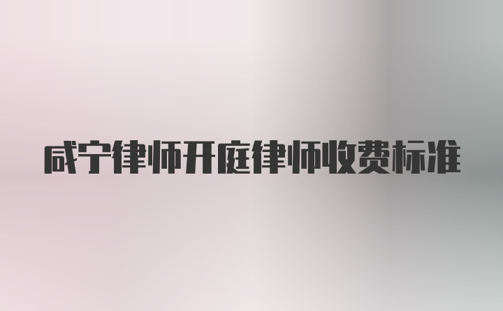 咸宁律师开庭律师收费标准