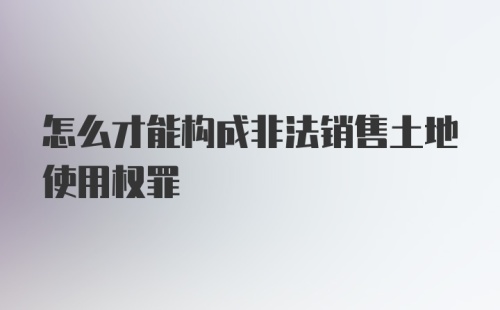 怎么才能构成非法销售土地使用权罪