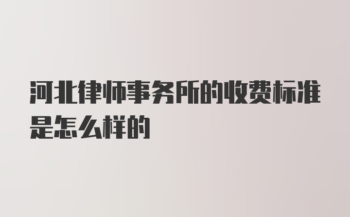 河北律师事务所的收费标准是怎么样的