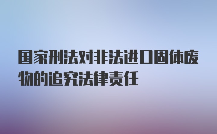 国家刑法对非法进口固体废物的追究法律责任